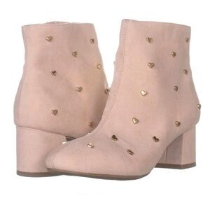 Jadine Heart-Embelleshed Blush Pink Ankle Boots